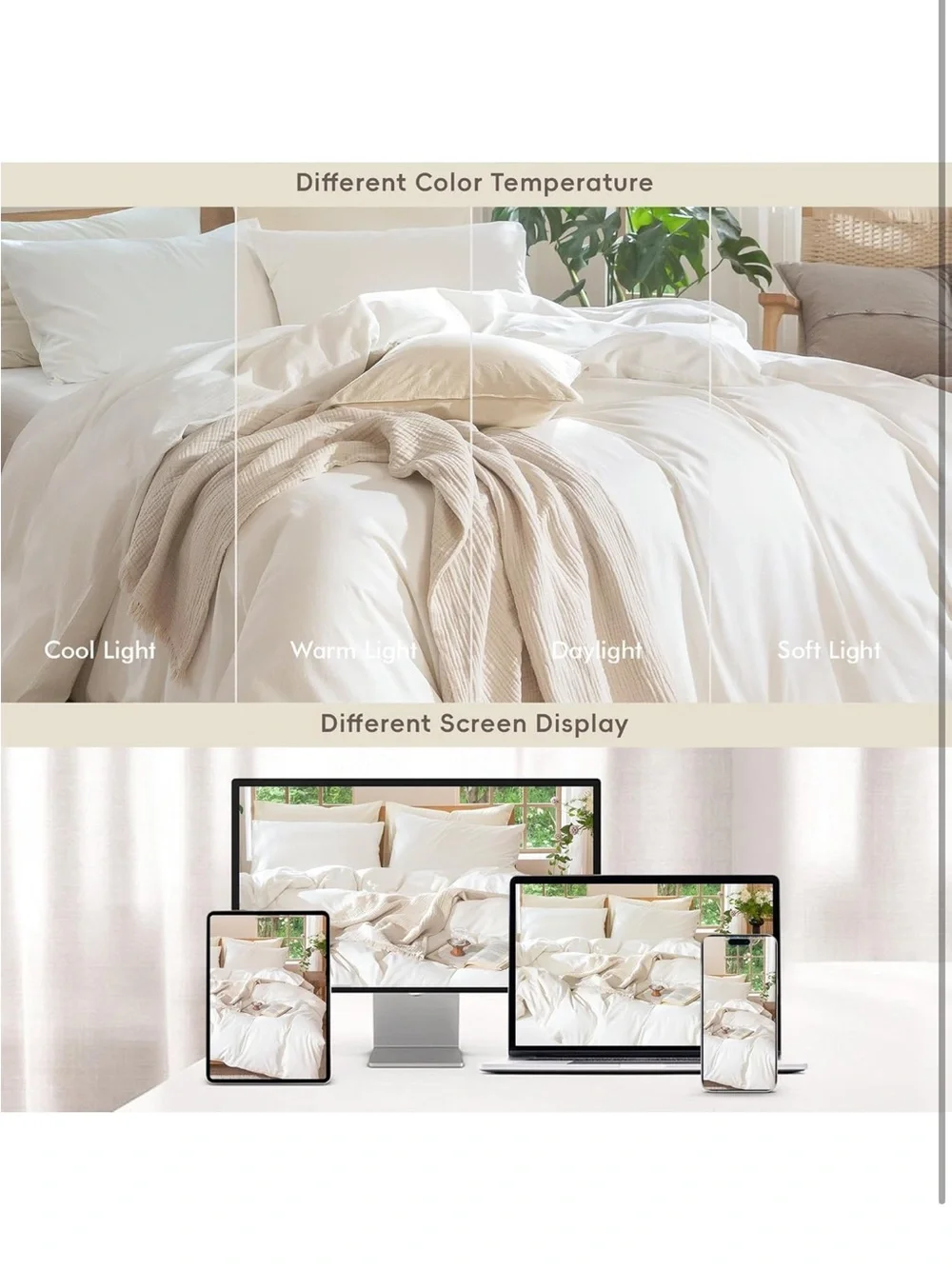 NEW MooMee Bedding Duvet Cover Set 100% Washed Cotton Linen Like Texture, King